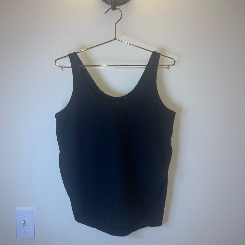 Madewell Black Curved Hem Tank Top with Side Slits - Size Small - Picture 2 of 6